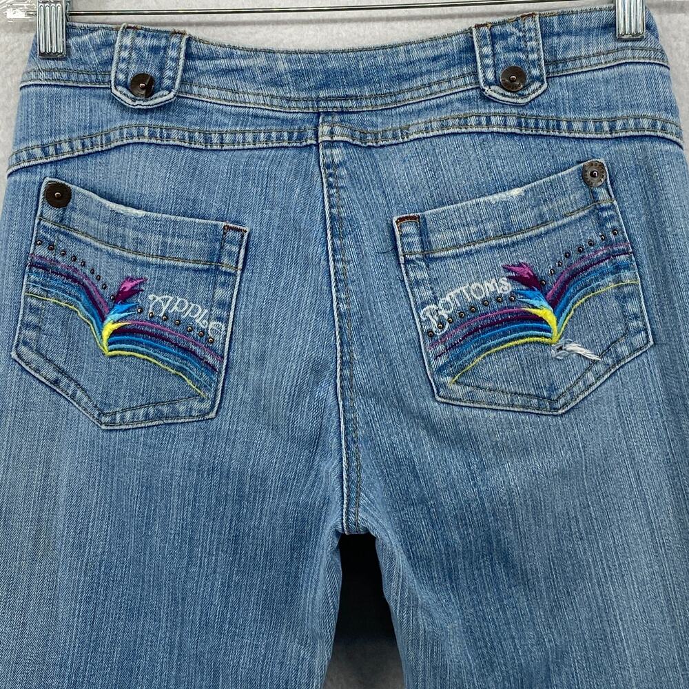 APPLE BOTTOMS Jeans 8 Distressed Straight Low Rise Stretch Denim Blue VTG HK